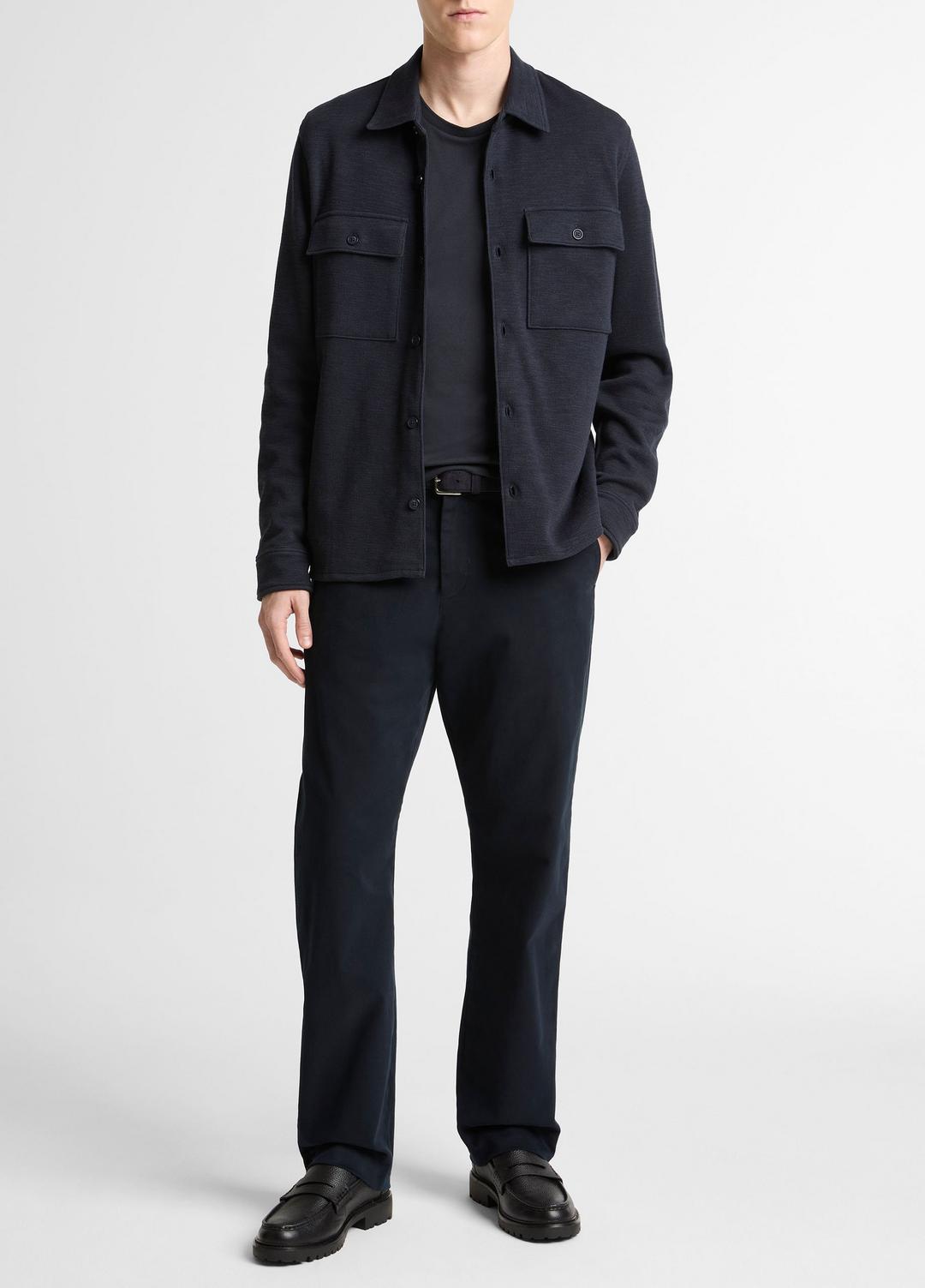 Double-Slub Cotton-Blend Shirt Jacket in Jackets - COASTAL BLUE | VINCE Men