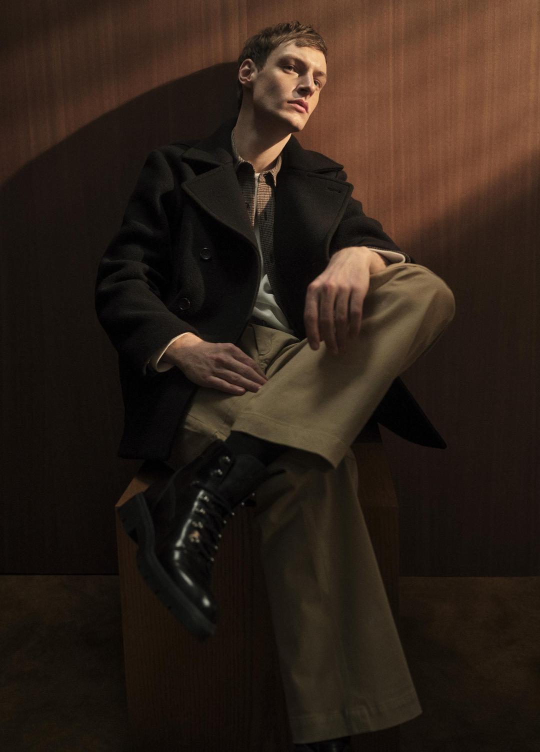 Italian Wool-Blend Peacoat in Coats - BLACK | VINCE Men
