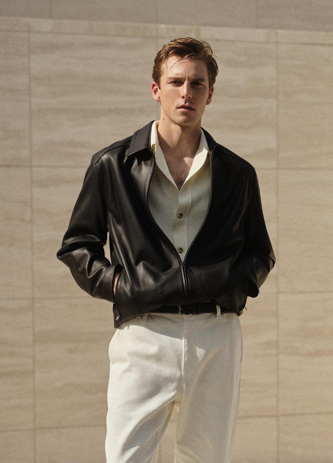 Leather Zip-Up Jacket in Leather Jackets - BLACK | VINCE Men