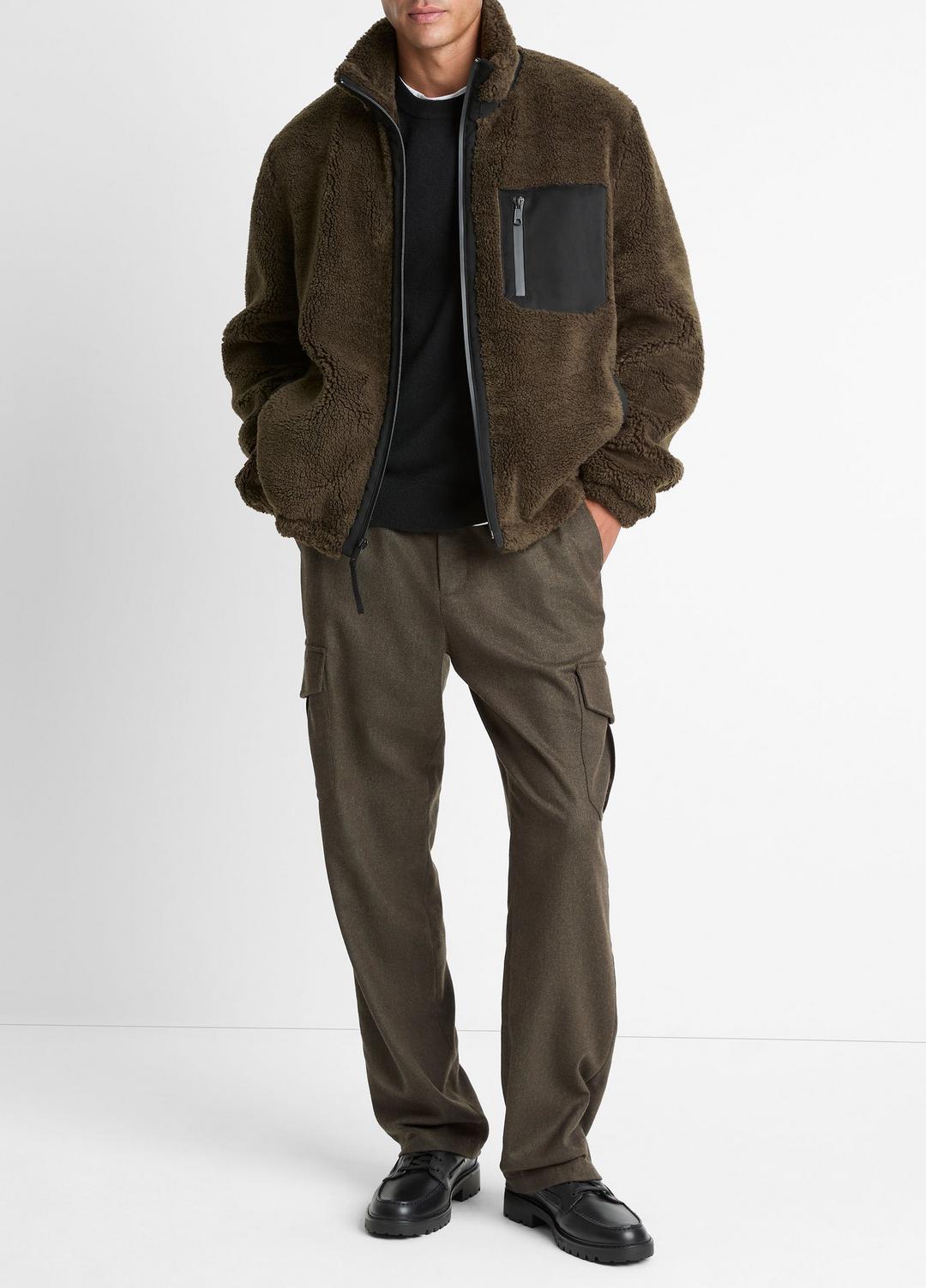 Sherpa Zip Jacket in Jackets - DARK LEAF | VINCE Men
