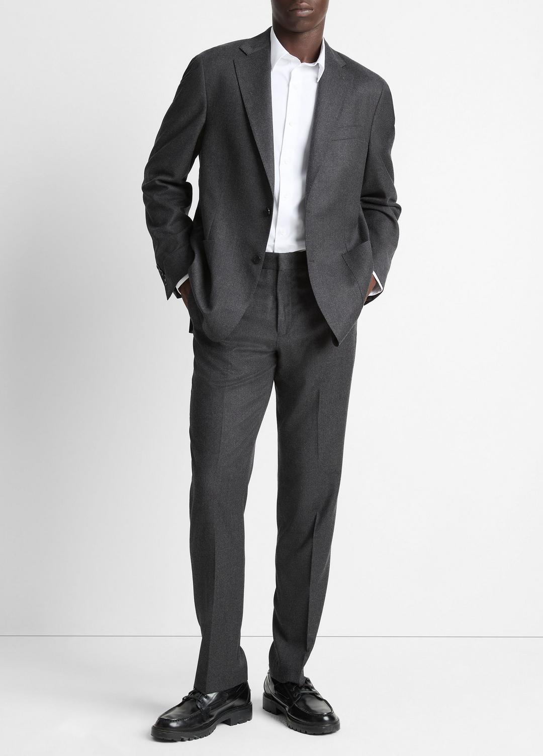 Wool-Silk Flannel Relaxed Sport Coat in Blazers - CHARCOAL | VINCE Men