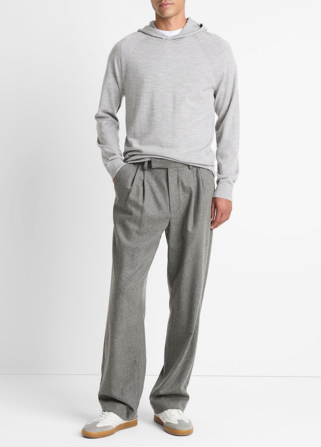 Featherweight Merino Wool-Cashmere Hoodie in Sweatshirts & Hoodies - HEATHER GREY | VINCE Men