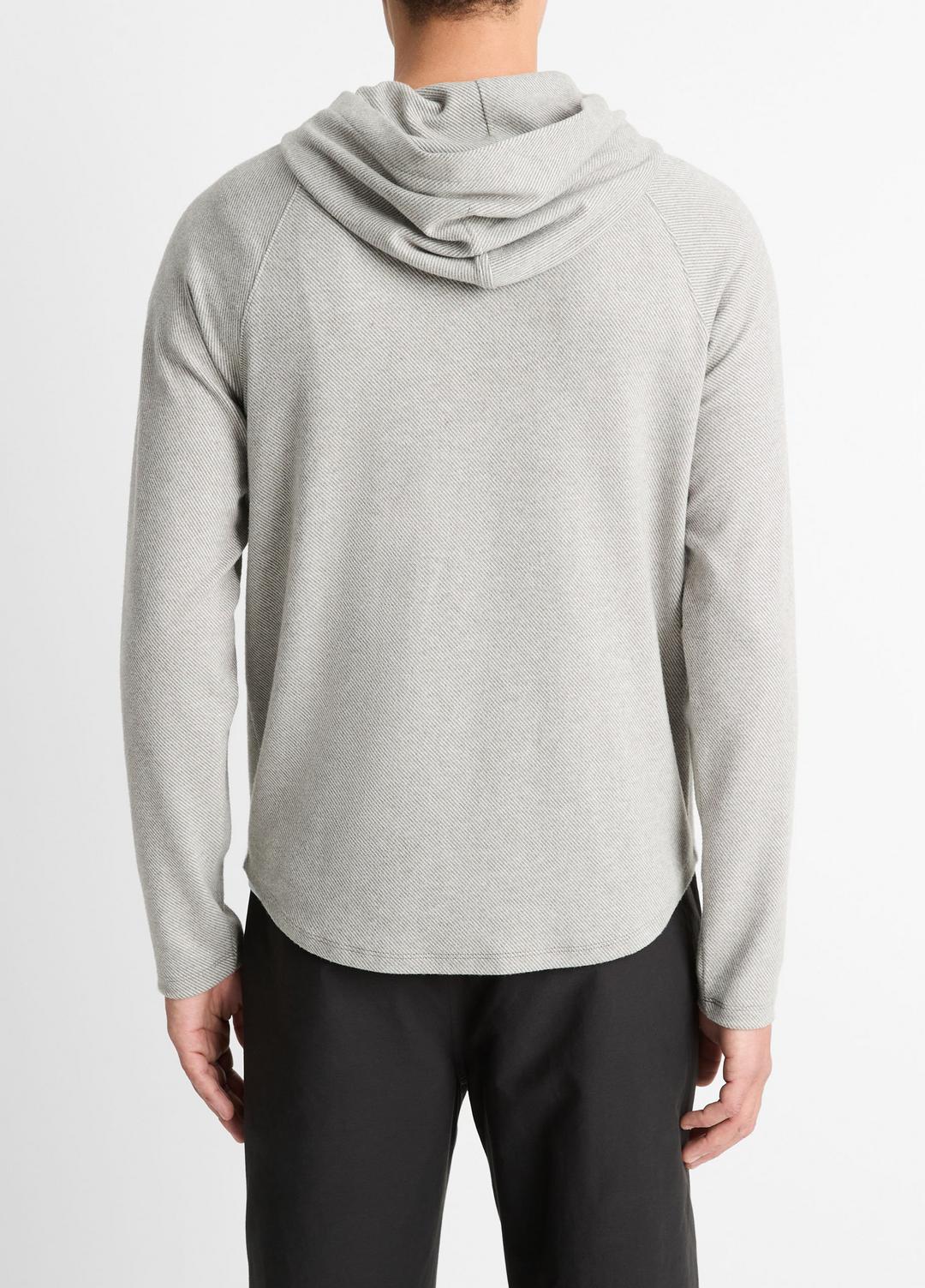 Broken Twill Pullover Hoodie in Sweatshirts & Hoodies - HEATHER GREY/OFF WHITE | VINCE Men
