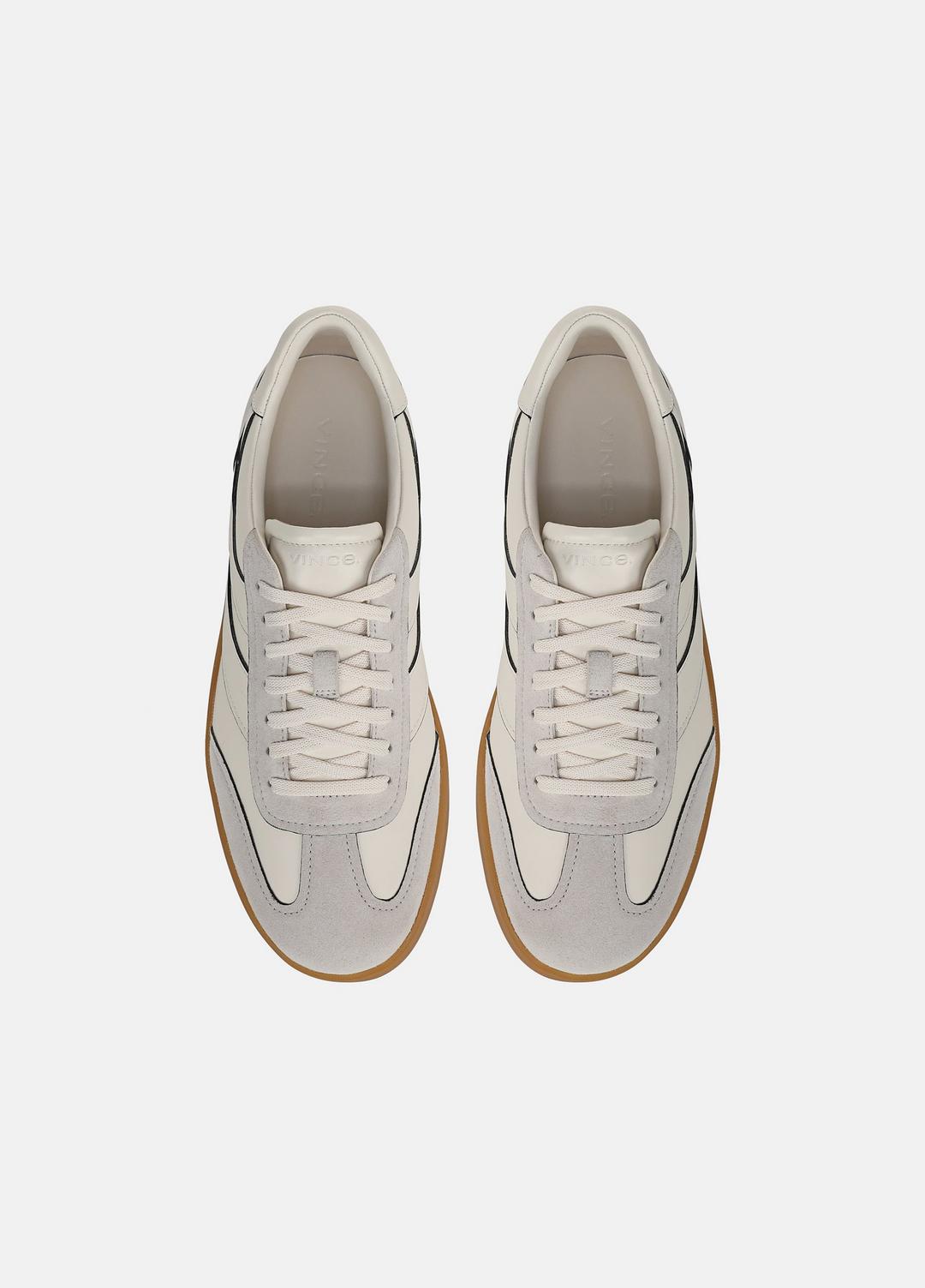 Oasis Contrast-Edge Leather & Suede Sneaker in Sneakers - HORCHATA/PEBBLE WHITE | VINCE Men