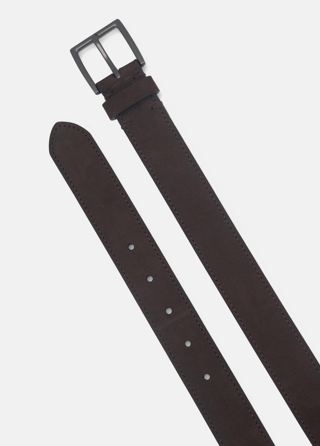 Men's 32mm Nubuck Leather Belt in Belts - DARK ROAST/MATTE GUNMETAL | VINCE Men