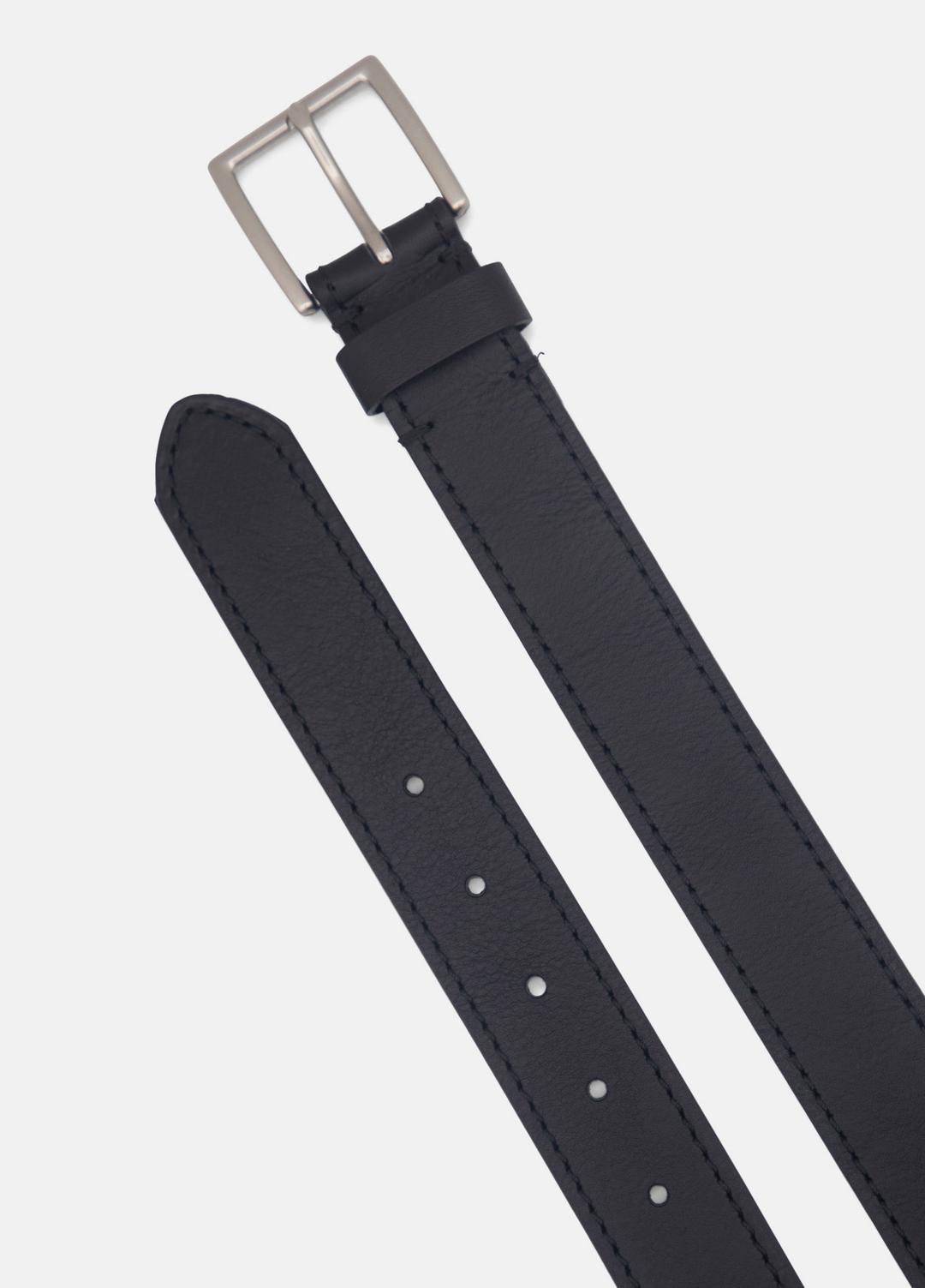 Men's 35mm Stitched Leather Belt in Belts - BLACK/DULL NICKEL | VINCE Men