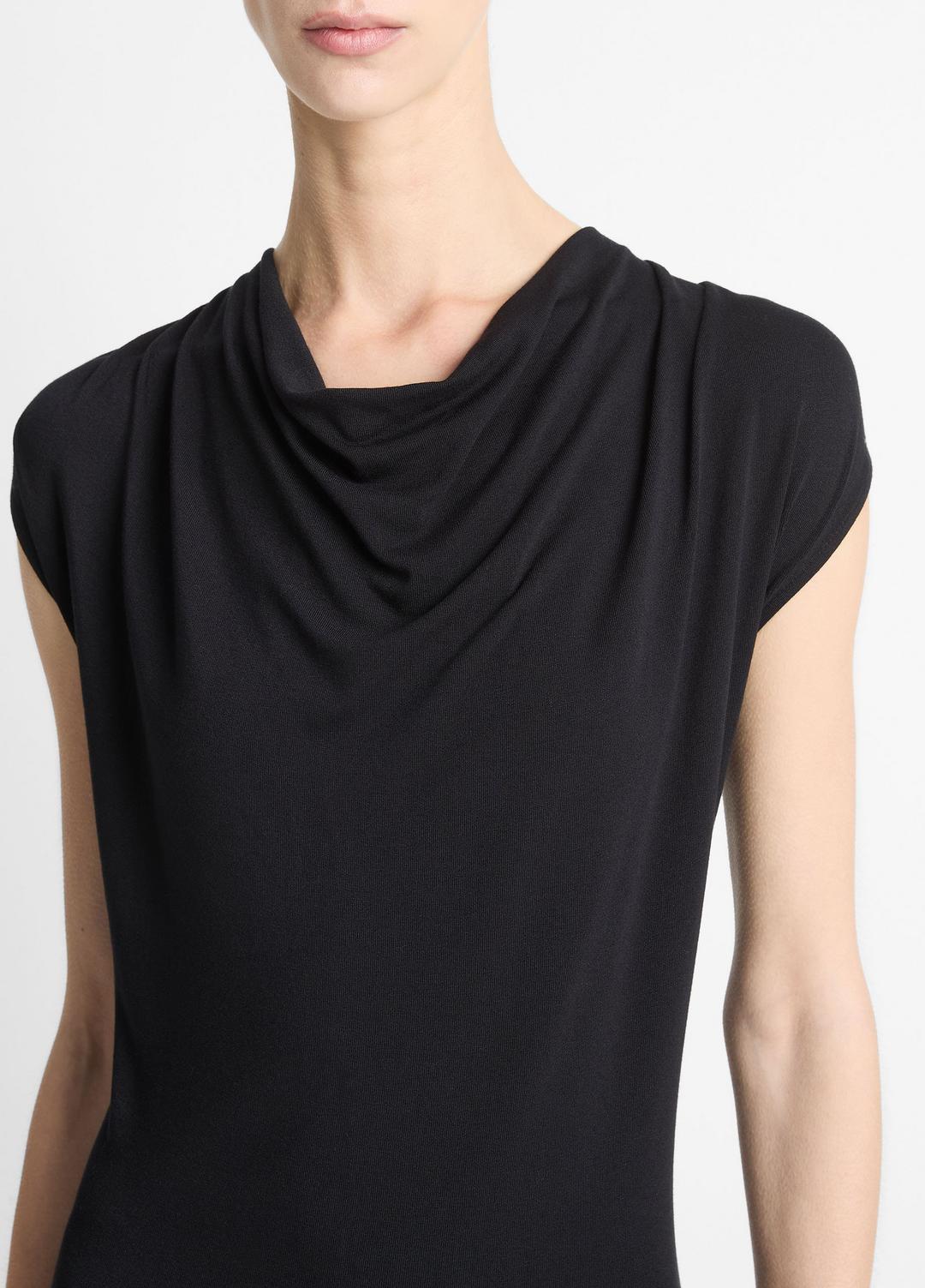 Jersey Draped Cowl-Neck Dress in Dresses & Skirts - BLACK | VINCE Sale