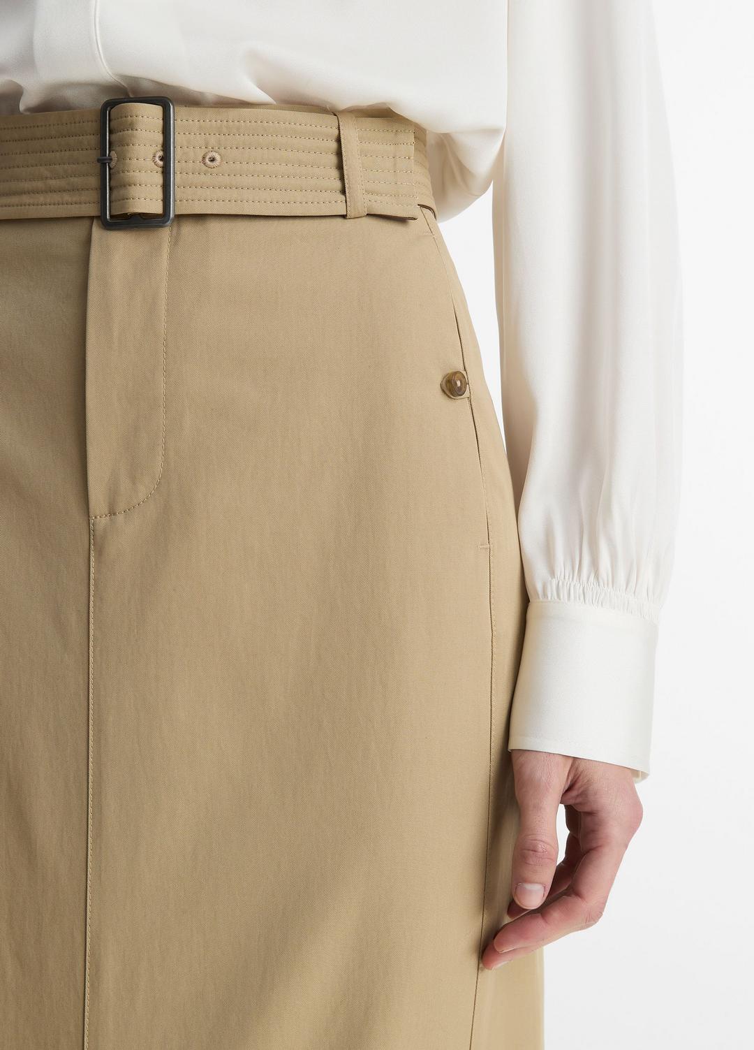 Cotton Trench Pencil Skirt in Dresses & Skirts - COBBLE STONE | VINCE Sale