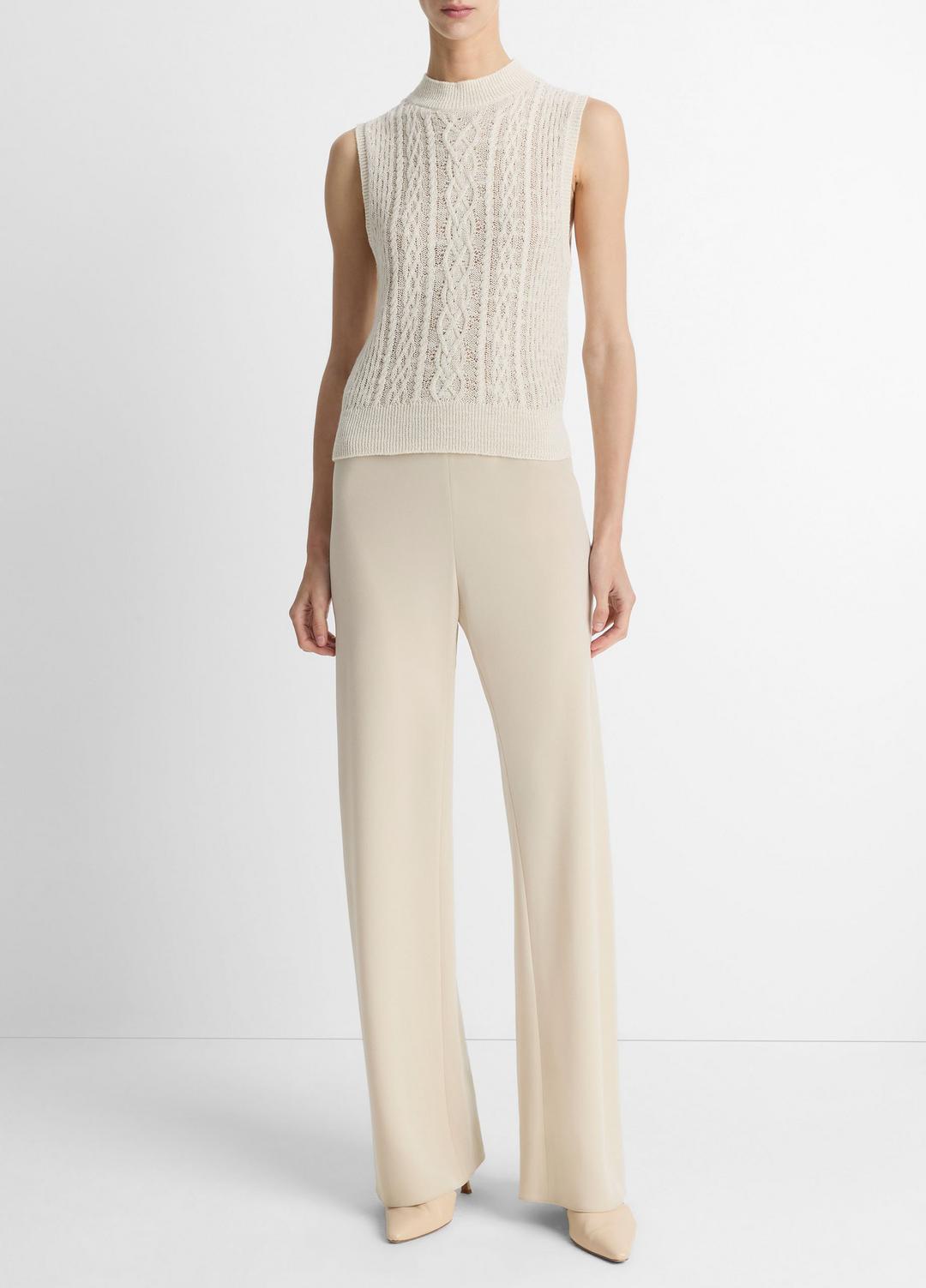 Cable Cotton-Blend Double-Layer Shell in Sweaters - OFF WHITE/GOLD CLIFF | VINCE Sale