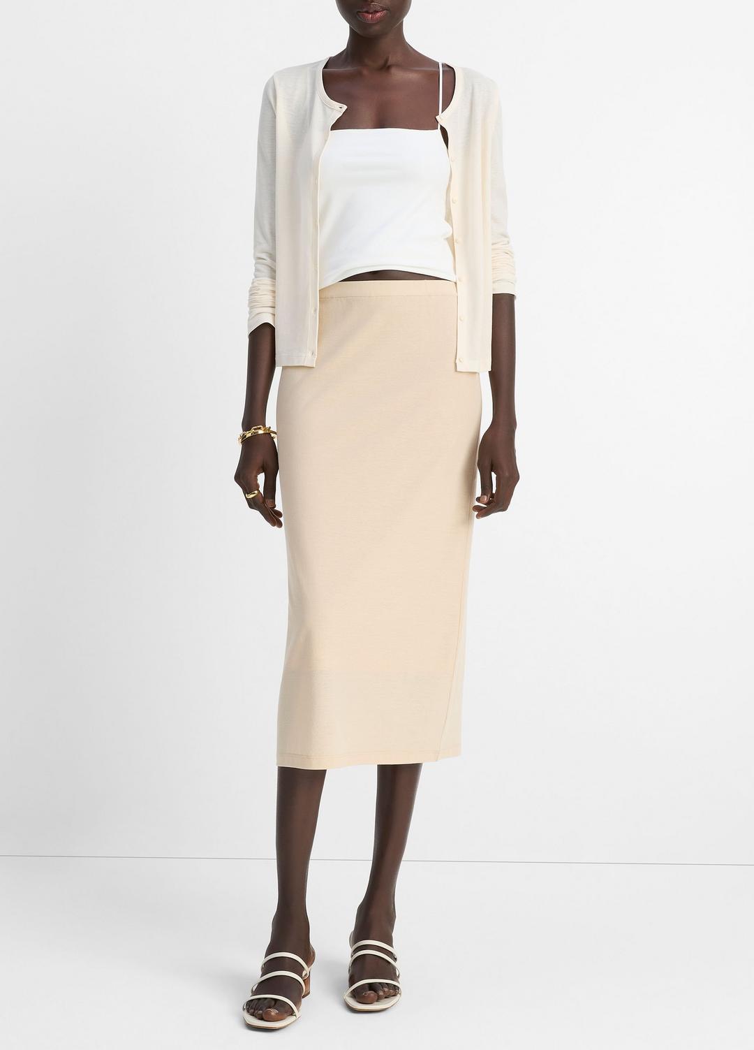 Cotton Crepe Jersey Cardigan in Shirts & Tees - OAT SHELL | VINCE Sale