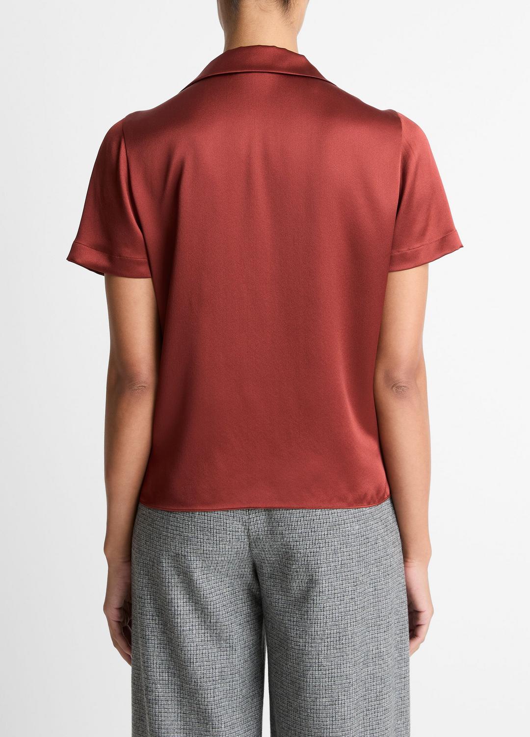 Silk Short-Sleeve Button-Front Shirt in Shirts & Tees - SIENA | VINCE Sale