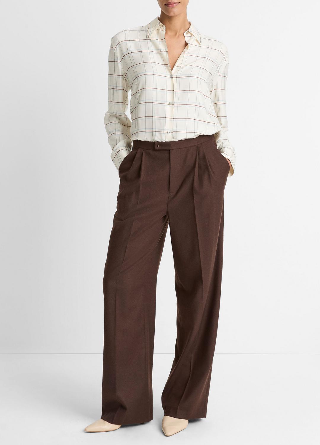 Checked Plaid Button-Front Shirt in Shirts & Tees - CREAM MULTI | VINCE Sale