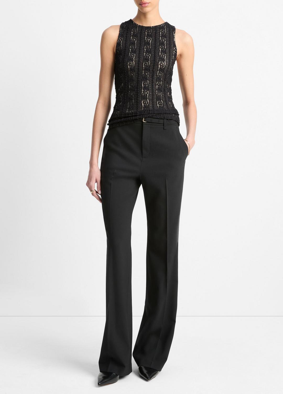 Smocked Lace Shell in Shirts & Tees - BLACK | VINCE Sale