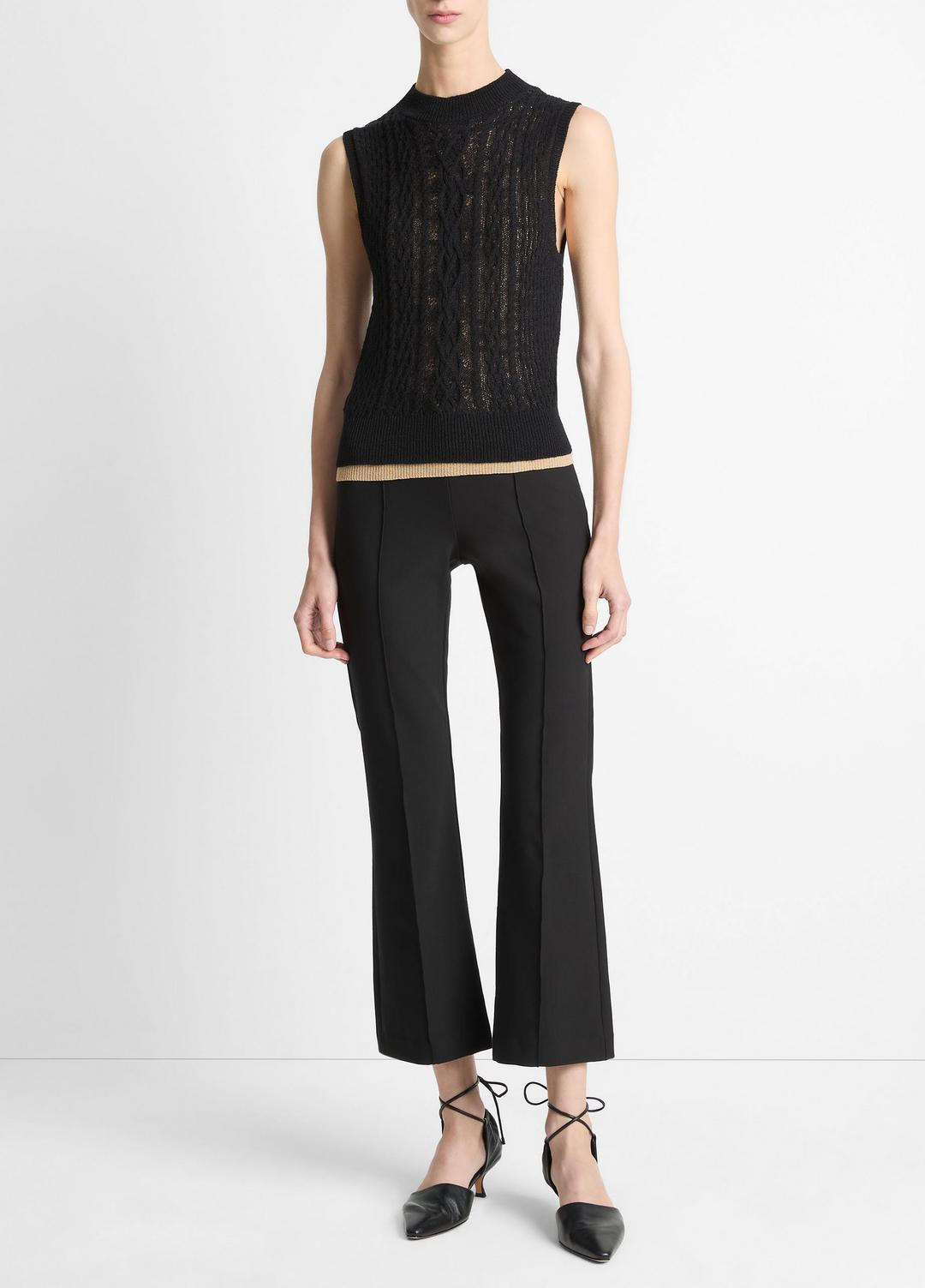 Cable Cotton-Blend Double-Layer Shell in Sweaters - BLACK/GOLD CLIFF | VINCE Sale