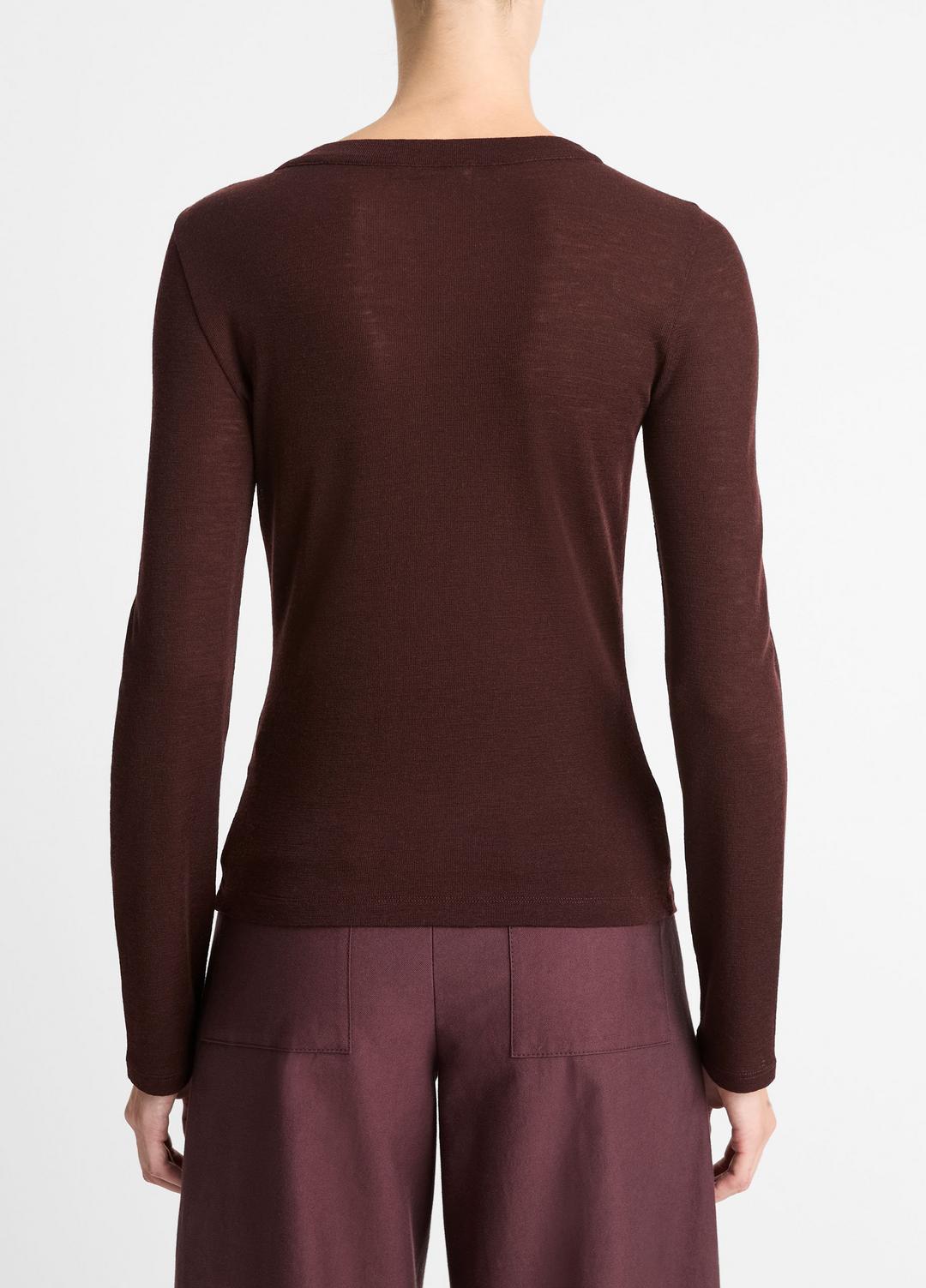Wool Long-Sleeve Henley in Shirts & Tees - CHERRY NIGHT | VINCE Sale
