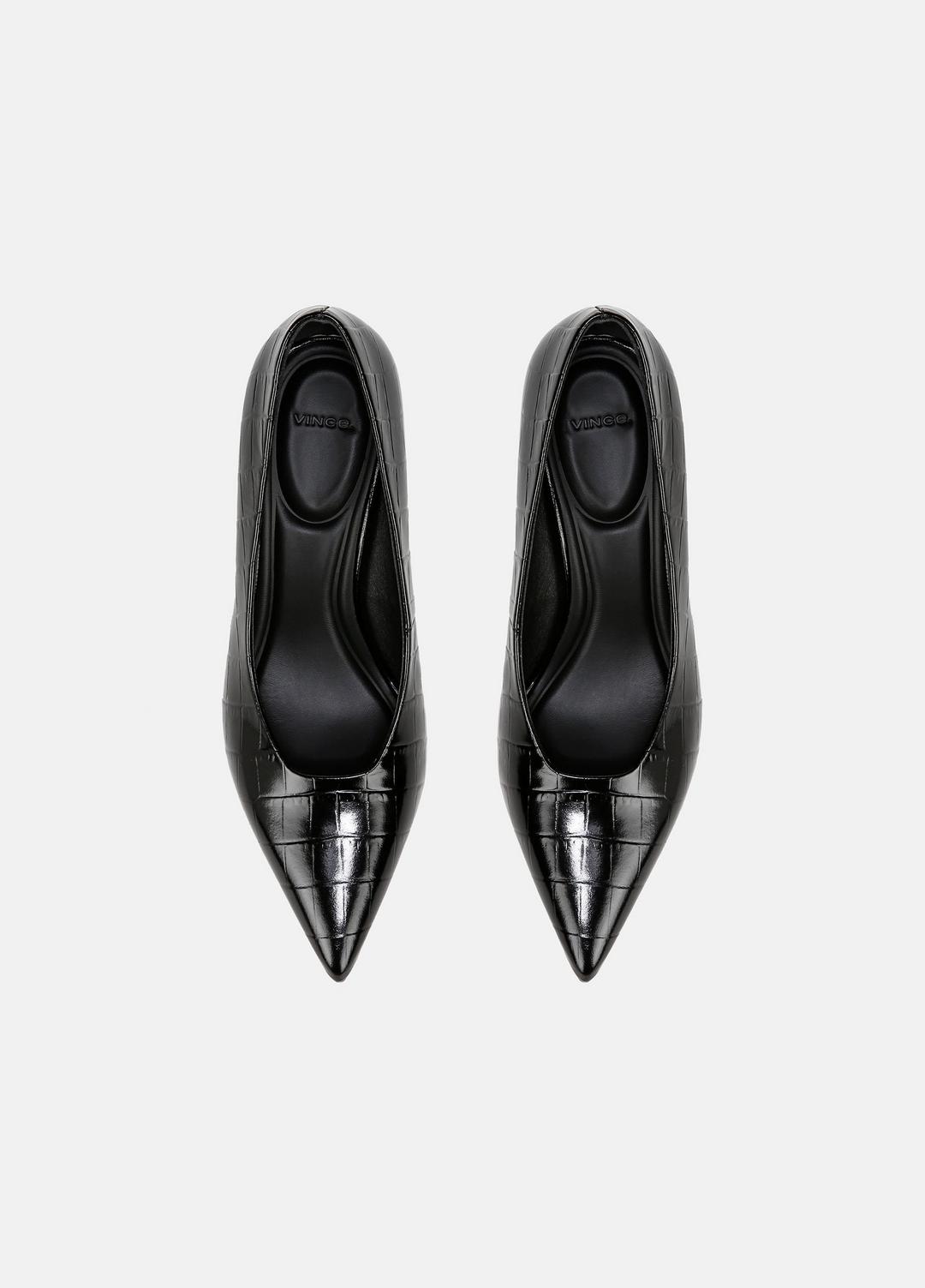 Diane Croc-Embossed Leather Pump in Shoes - BLACK | VINCE Sale