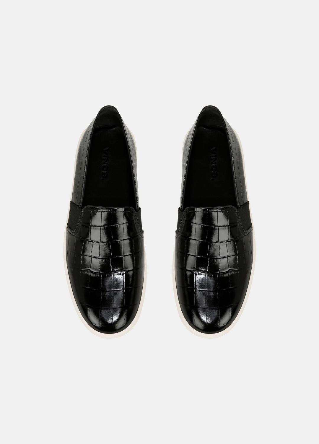 Blair Croc-Embossed Leather Sneaker in Shoes - BLACK | VINCE Sale