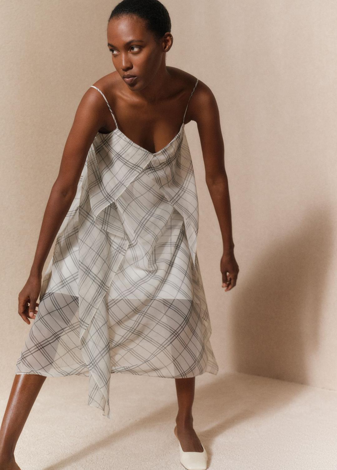 Fenced Plaid Layered Dress in Dresses & Skirts - OFF WHITE/GREY | VINCE Sale