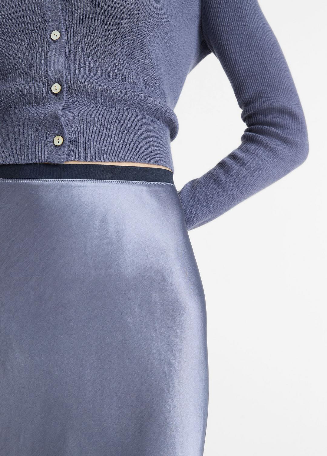 Contrast-Waistband Satin Bias Skirt in Dresses & Skirts - MAUVE THISTLE | VINCE Sale