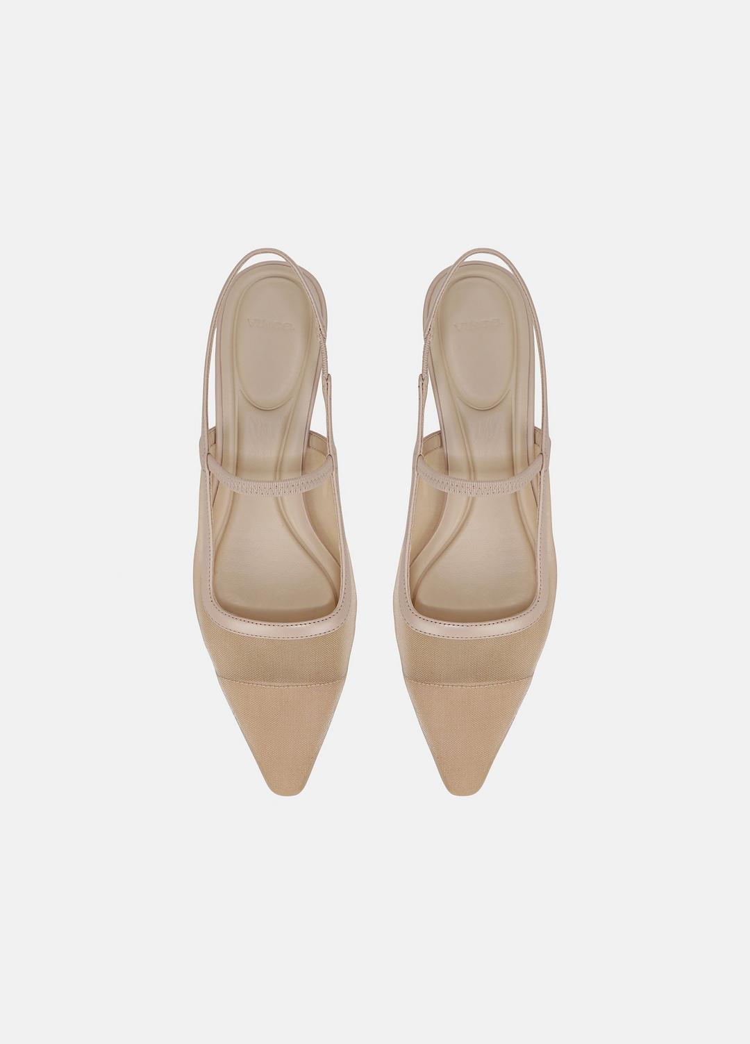 Venice Leather and Mesh Slingback Kitten Heel in Shoes - BIRCH SAND | VINCE Sale