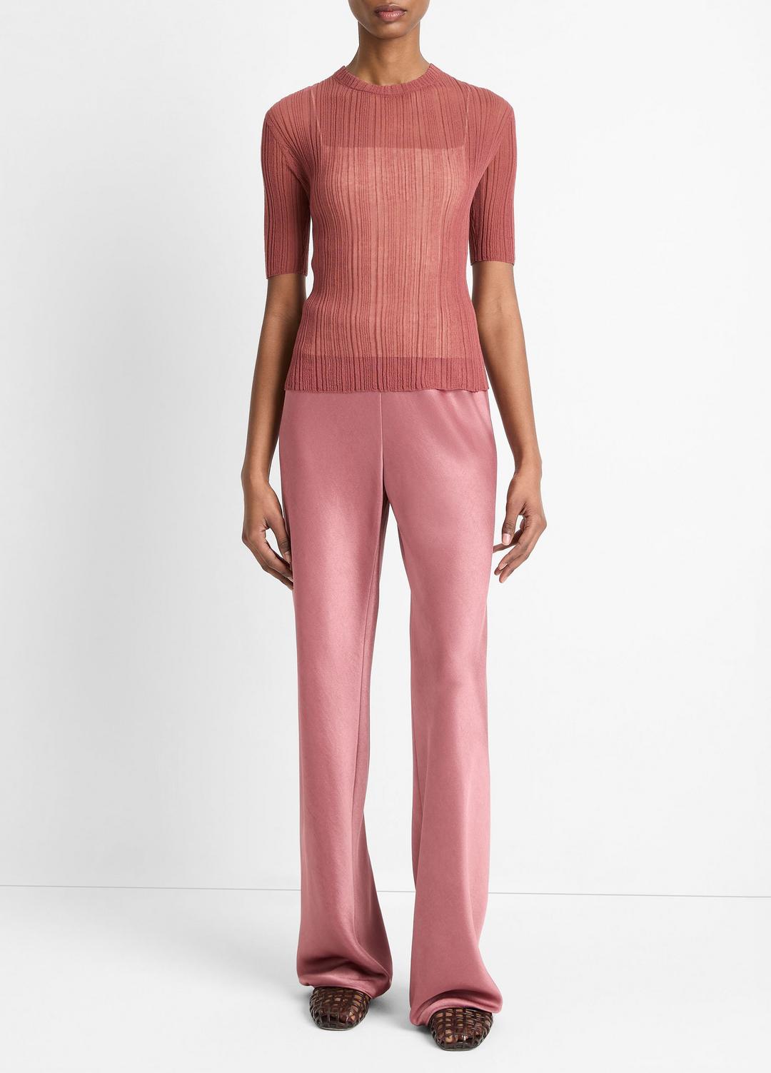 Italian Cotton-Blend Double-Layer Top in Sweaters - ROSE JAM/SABBIA | VINCE Sale