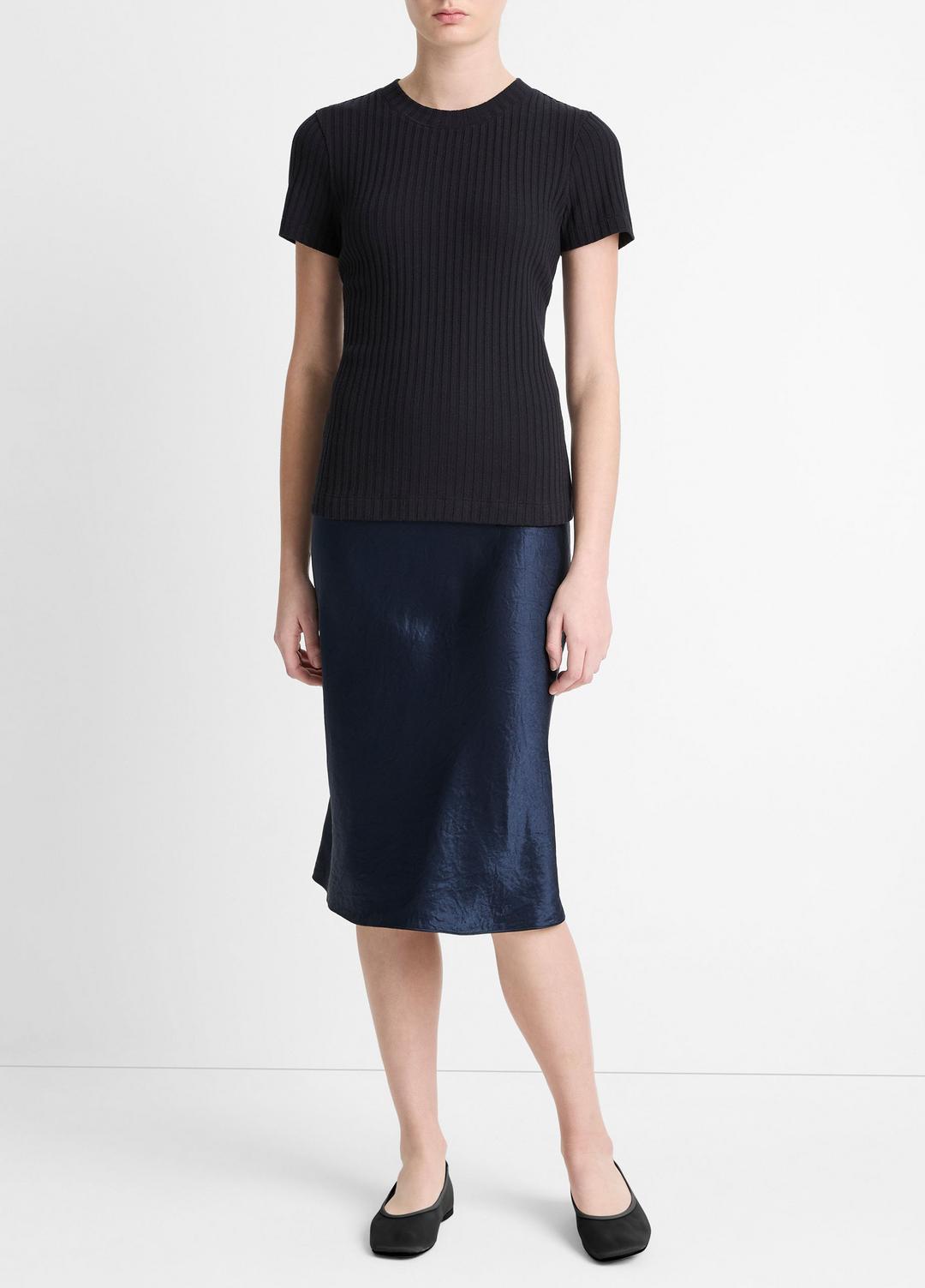 Ribbed Cotton-Blend Top in Shirts & Tees - COASTAL BLUE | VINCE Sale