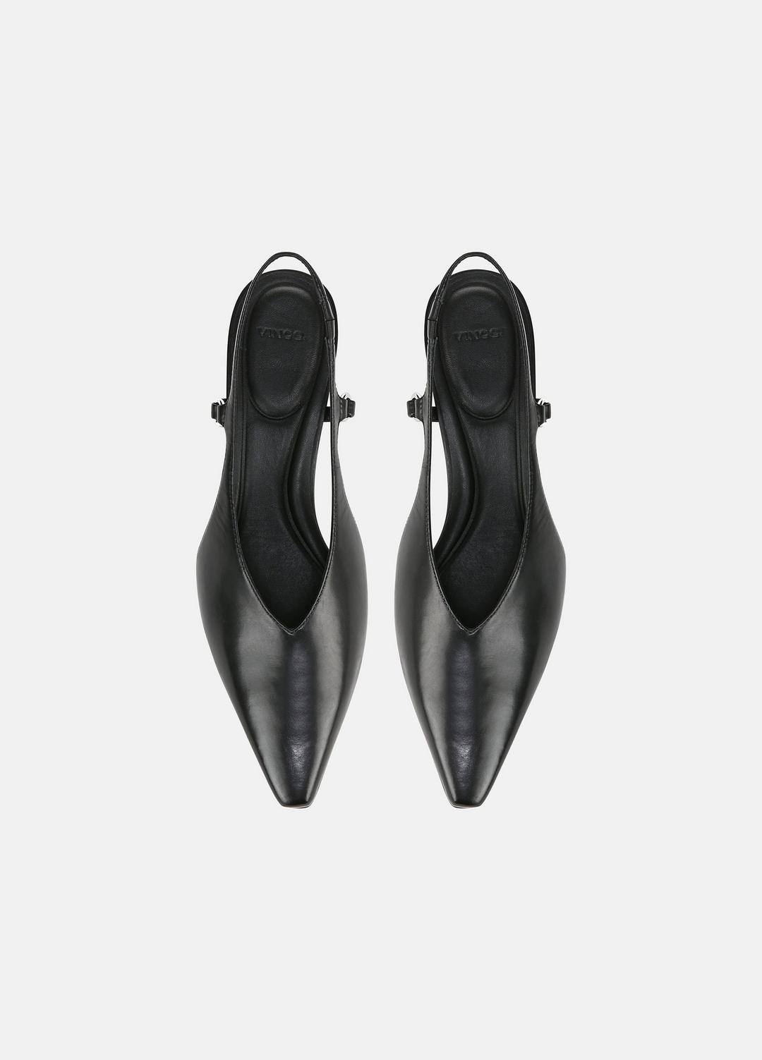 Sabrina Leather Slingback Kitten Heel in Shoes - BLACK | VINCE Sale