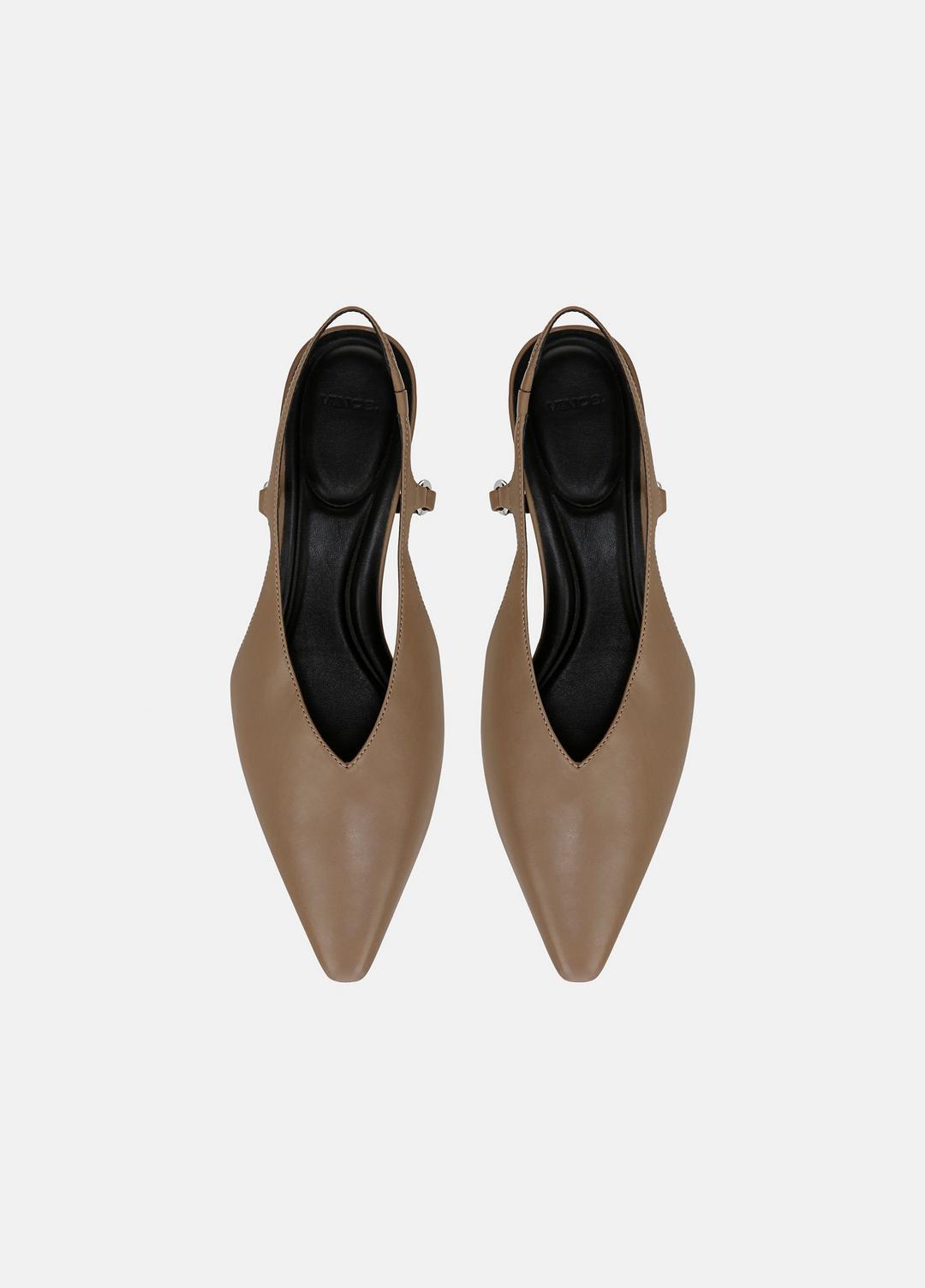 Sabrina Leather Slingback Kitten Heel in Shoes - SAND SHELL | VINCE Sale