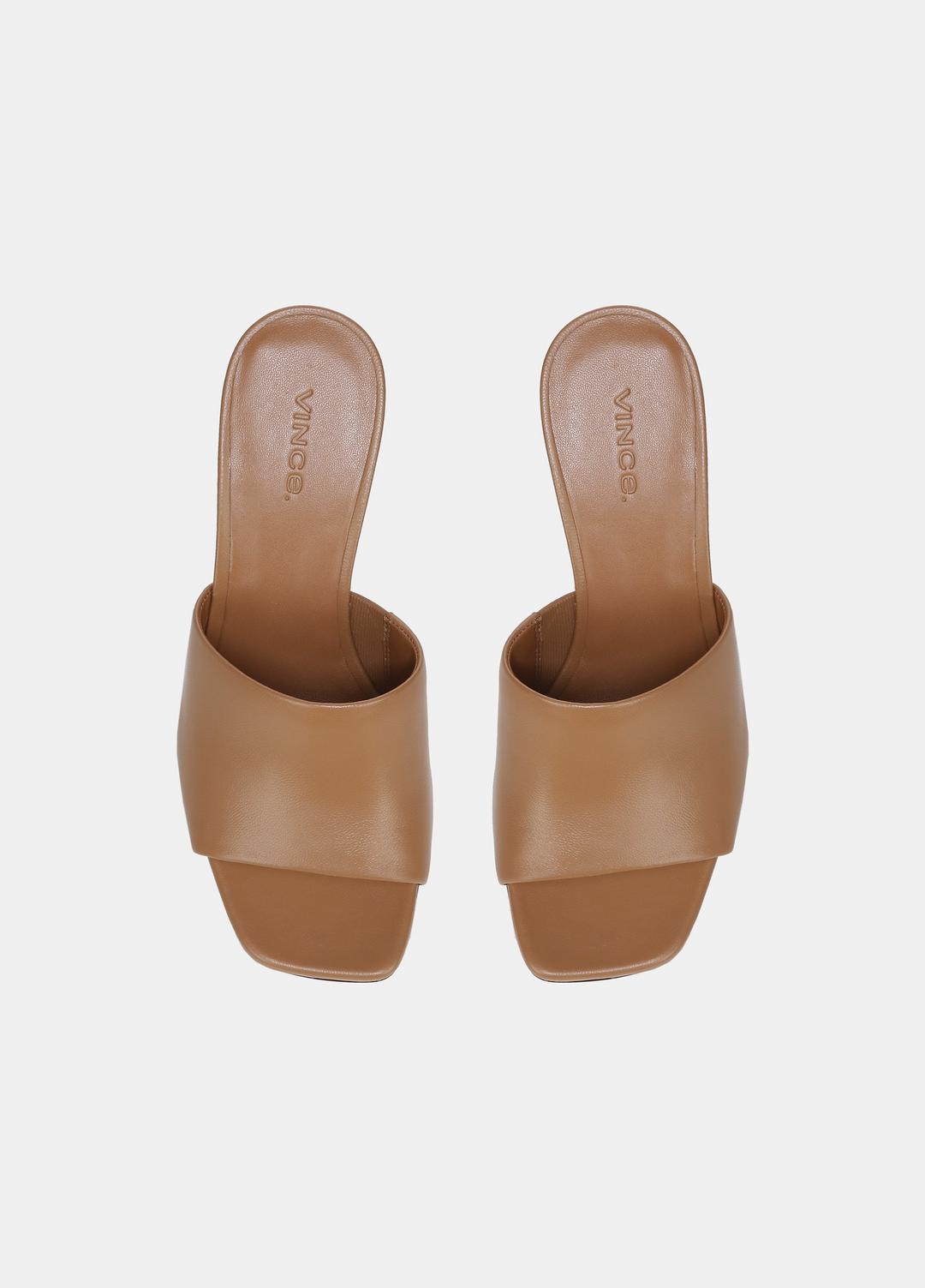 Pia Leather Wedge Sandal in Shoes - TAN | VINCE Sale