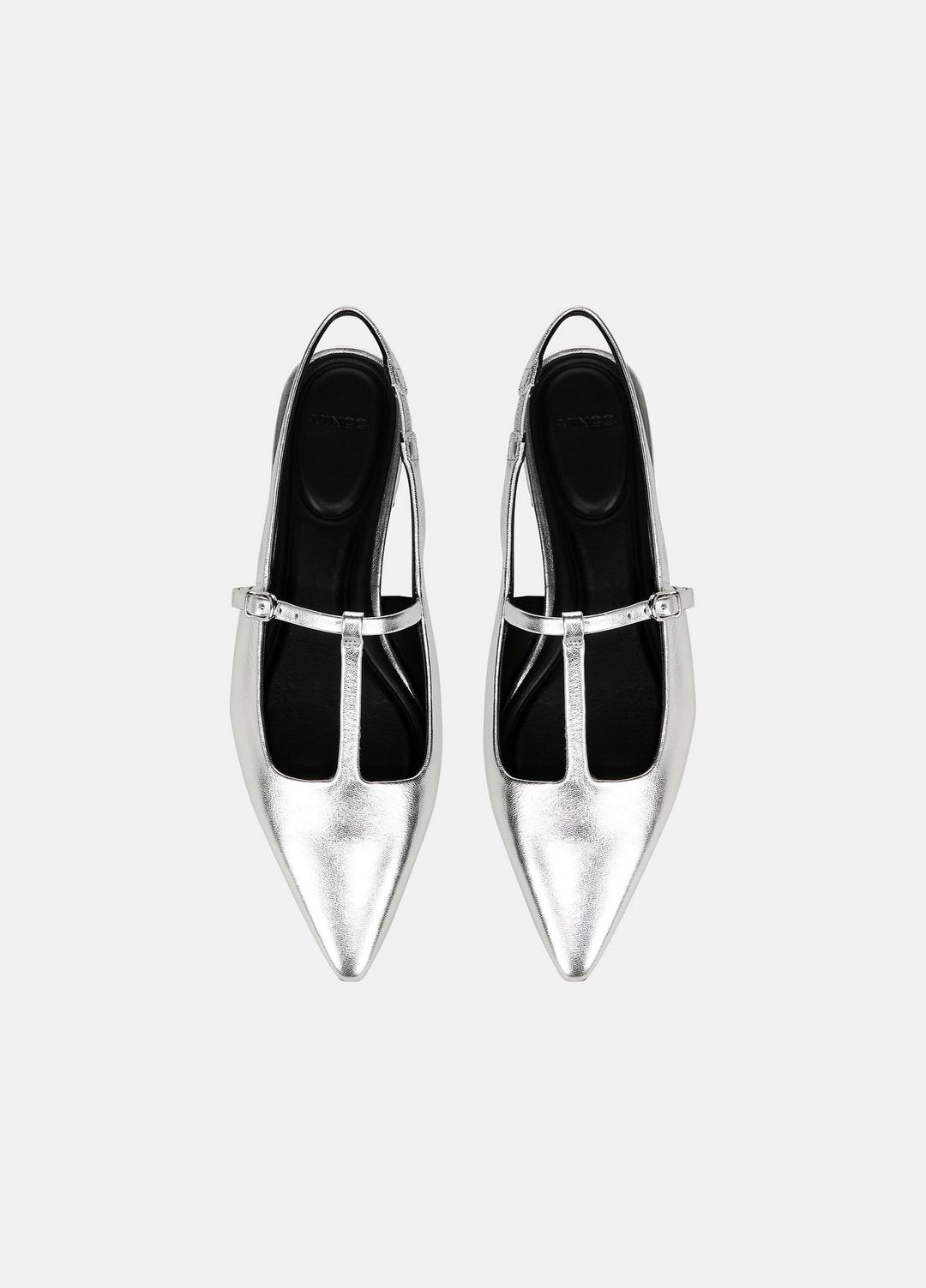 Iliana Metallic Leather Slingback Flat in Shoes - SILVER | VINCE Sale