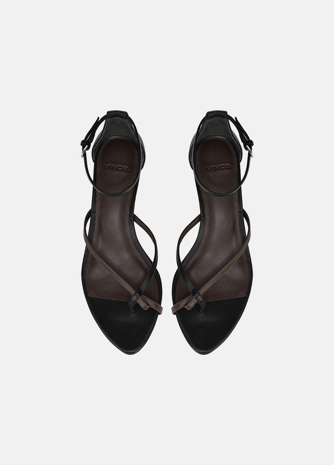 Siri Leather Heeled Sandal in Shoes - BLACK/NUTWOOD | VINCE Sale
