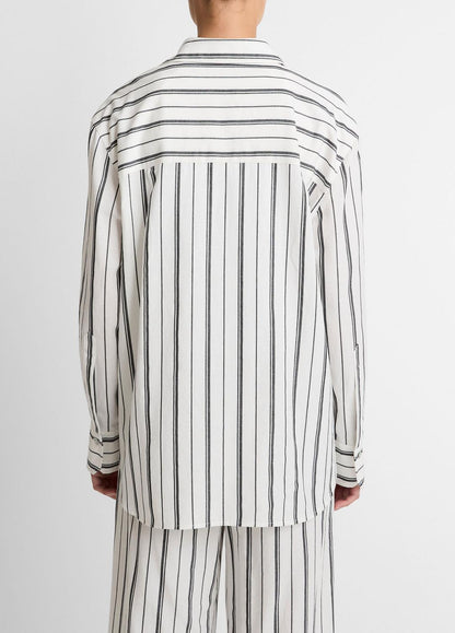 VINCE Women Resort Stripe Oversized Button-Front Shirt in Long Sleeve WHITE/BLACK