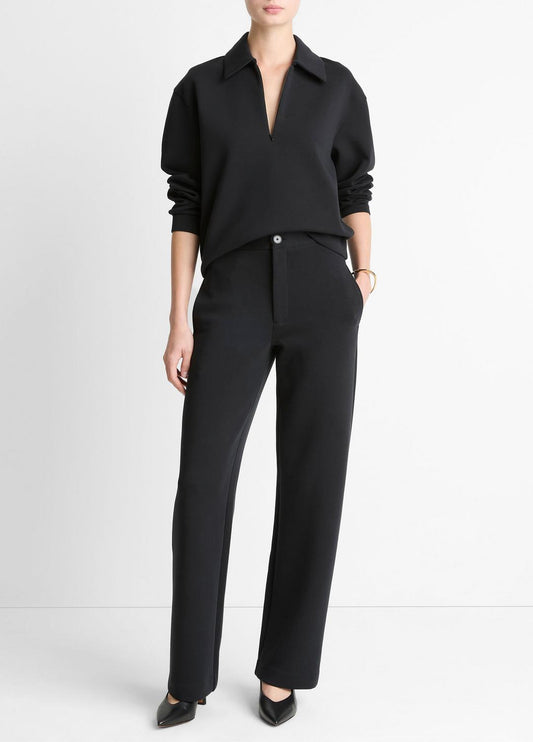 VINCE Women Cotton-Blend Trouser in Trousers BLACK