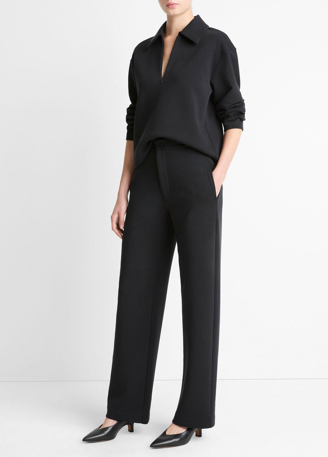 VINCE Women Cotton-Blend Trouser in Trousers BLACK
