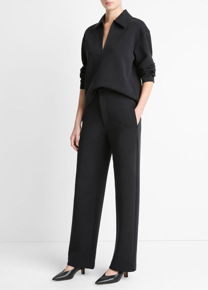 VINCE Women Cotton-Blend Trouser in Trousers BLACK