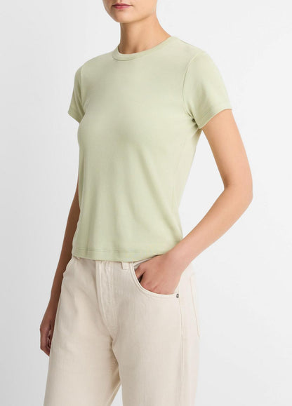 VINCE Women Pima Cotton-Blend '90s Shrunken T-Shirt in Short Sleeve PALE FERN