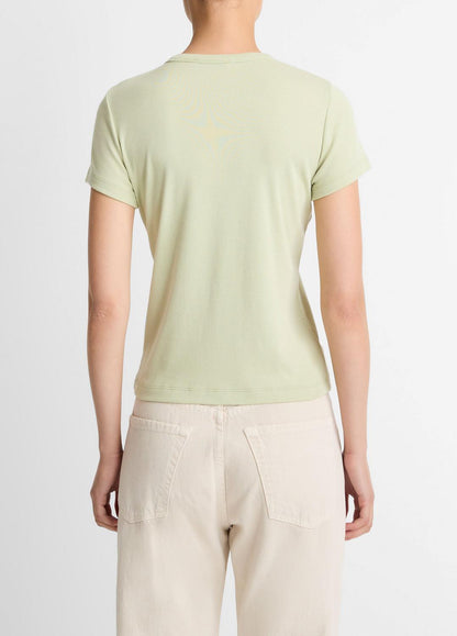 VINCE Women Pima Cotton-Blend '90s Shrunken T-Shirt in Short Sleeve PALE FERN