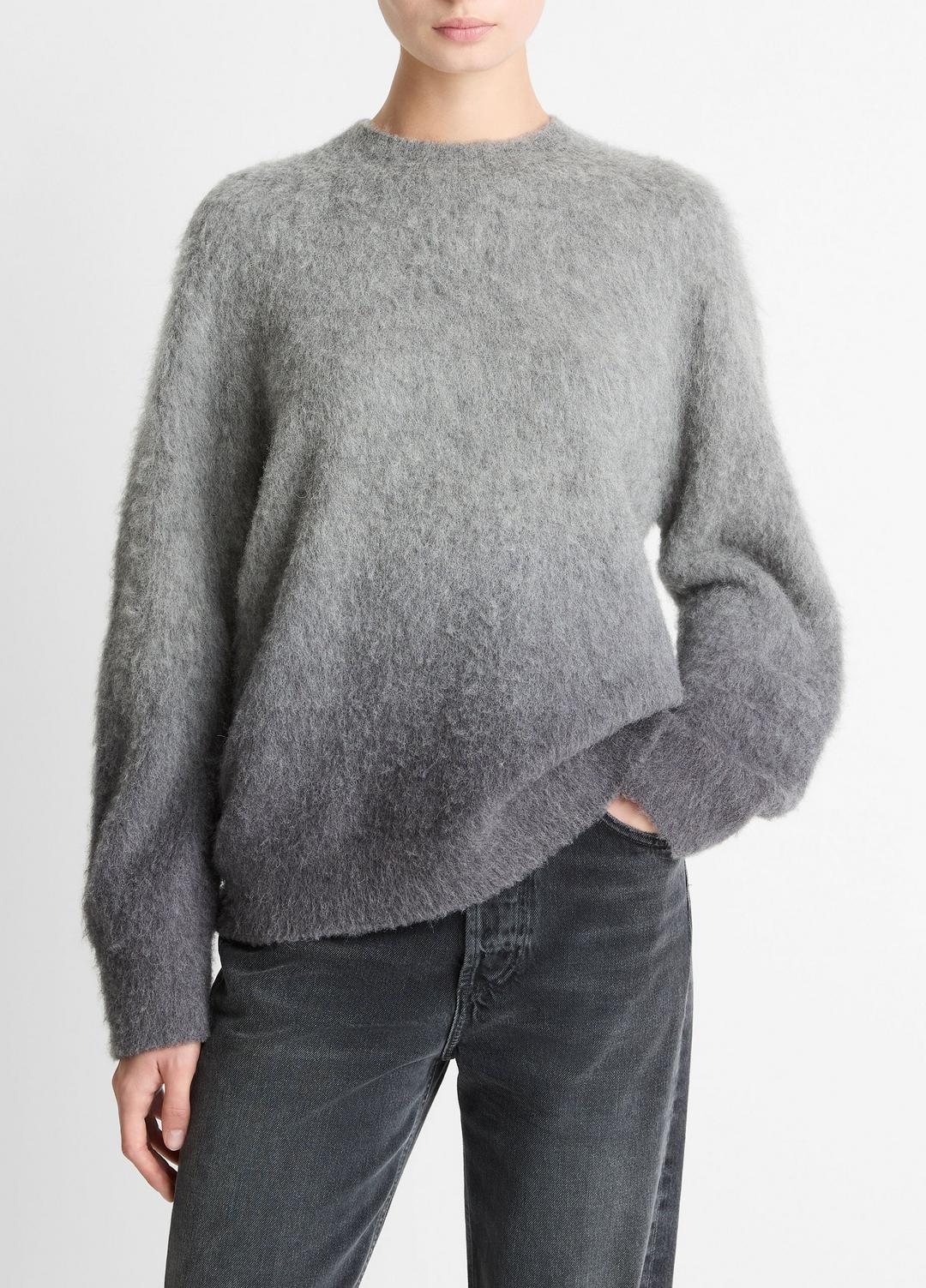 VINCE Women Ombré Alpaca & Wool-Blend Sweater in Crew Neck GREY OMBRE