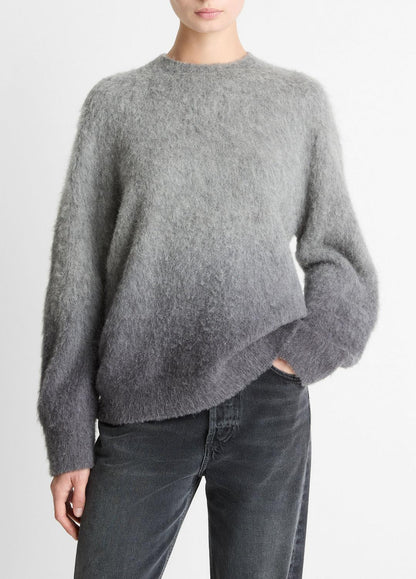 VINCE Women Ombré Alpaca & Wool-Blend Sweater in Crew Neck GREY OMBRE