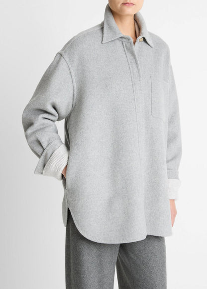 VINCE Women Double-Face Wool & Cashmere-Blend Shirt Jacket in Jackets HEATHER GREY