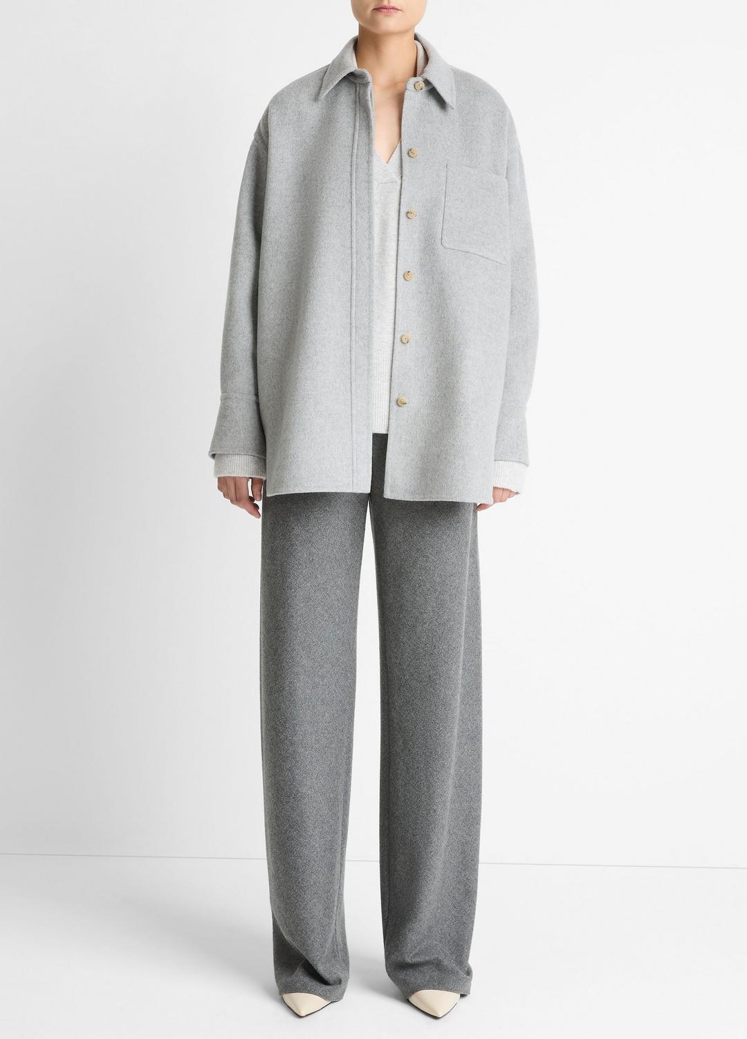 VINCE Women Double-Face Wool & Cashmere-Blend Shirt Jacket in Jackets HEATHER GREY