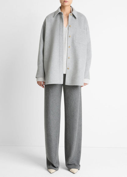 VINCE Women Double-Face Wool & Cashmere-Blend Shirt Jacket in Jackets HEATHER GREY