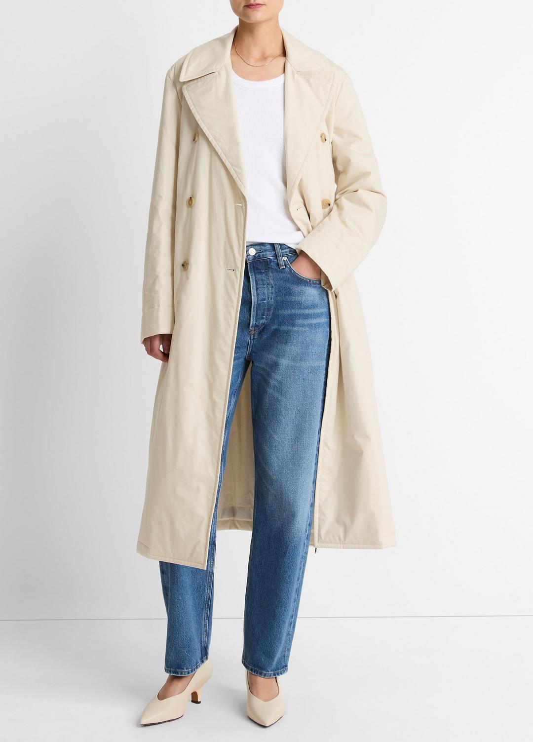 VINCE Women Padded Cotton Long Coat in Coats WHITE TEA