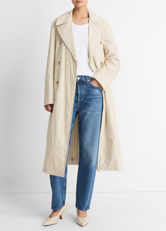 VINCE Women Padded Cotton Long Coat in Coats WHITE TEA