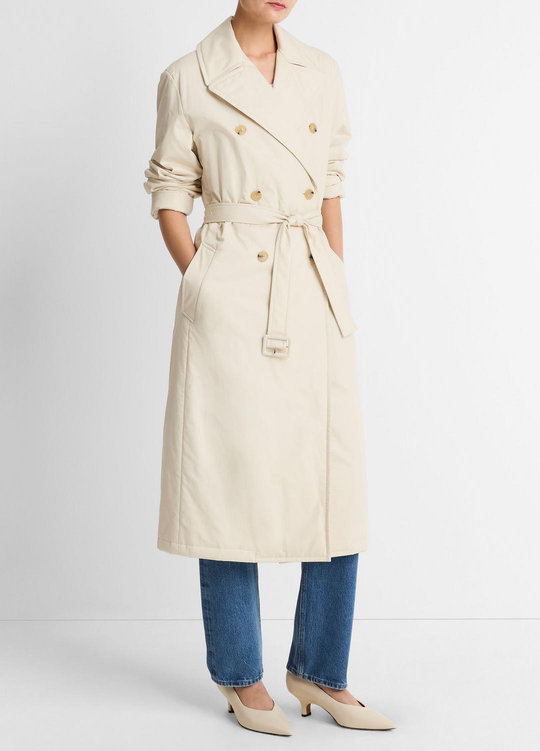 VINCE Women Padded Cotton Long Coat in Coats WHITE TEA