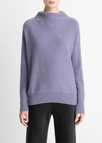 VINCE Women Plush Cashmere Funnel-Neck Sweater in Turtleneck MAUVE IRIS