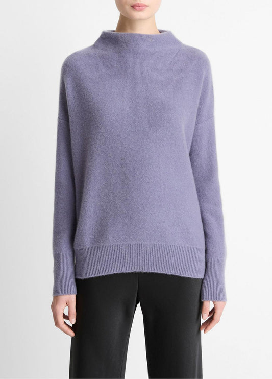 VINCE Women Plush Cashmere Funnel-Neck Sweater in Turtleneck MAUVE IRIS