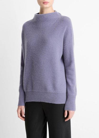 VINCE Women Plush Cashmere Funnel-Neck Sweater in Turtleneck MAUVE IRIS