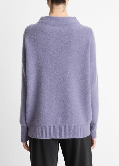 VINCE Women Plush Cashmere Funnel-Neck Sweater in Turtleneck MAUVE IRIS
