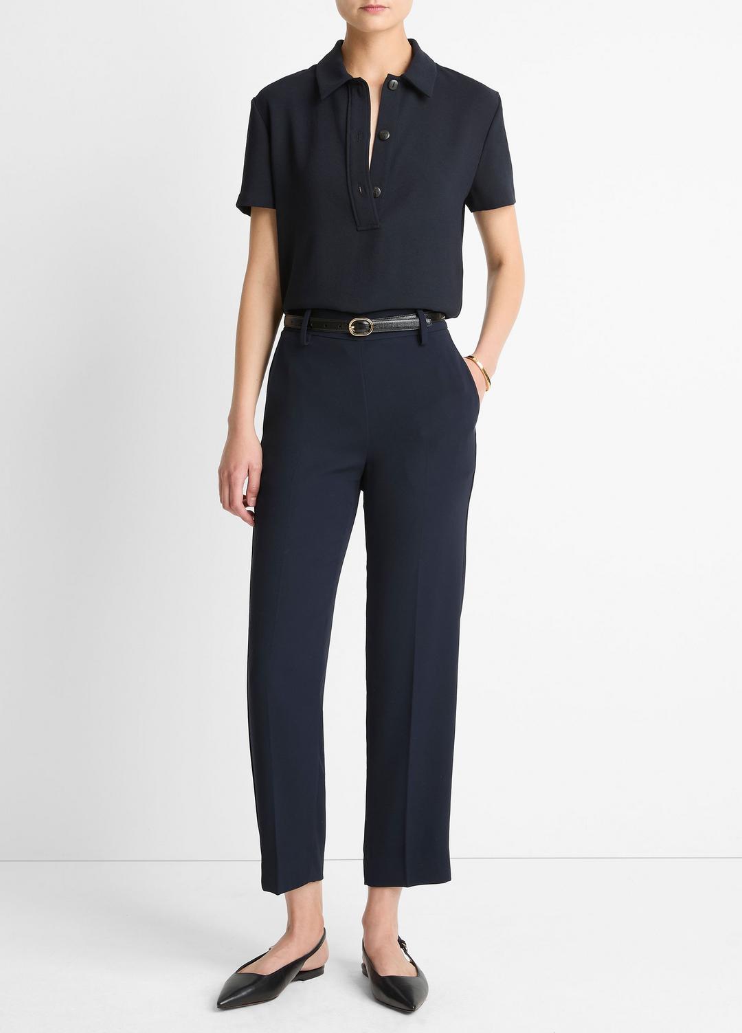 VINCE Women Crepe Tapered Pull-On Pant in Trousers COASTAL BLUE